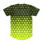 First Earth Asanoha Yellow UV mesh t-shirt back with neon yellow asanoha pattern