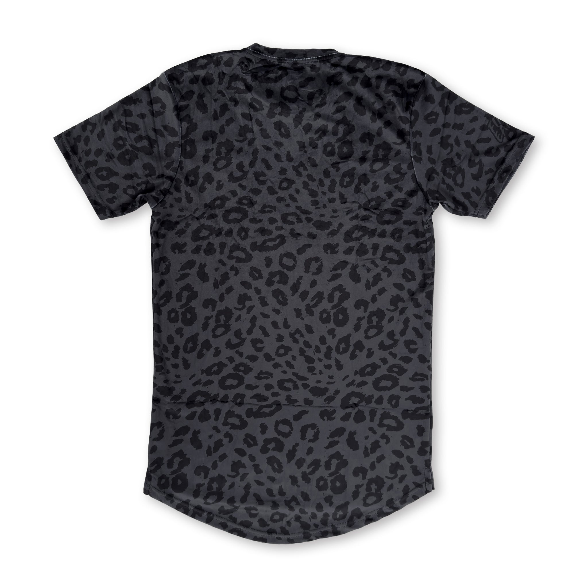 First Earth Midnight Cheetah velvet t-shirt back with dark gray black cheetah print