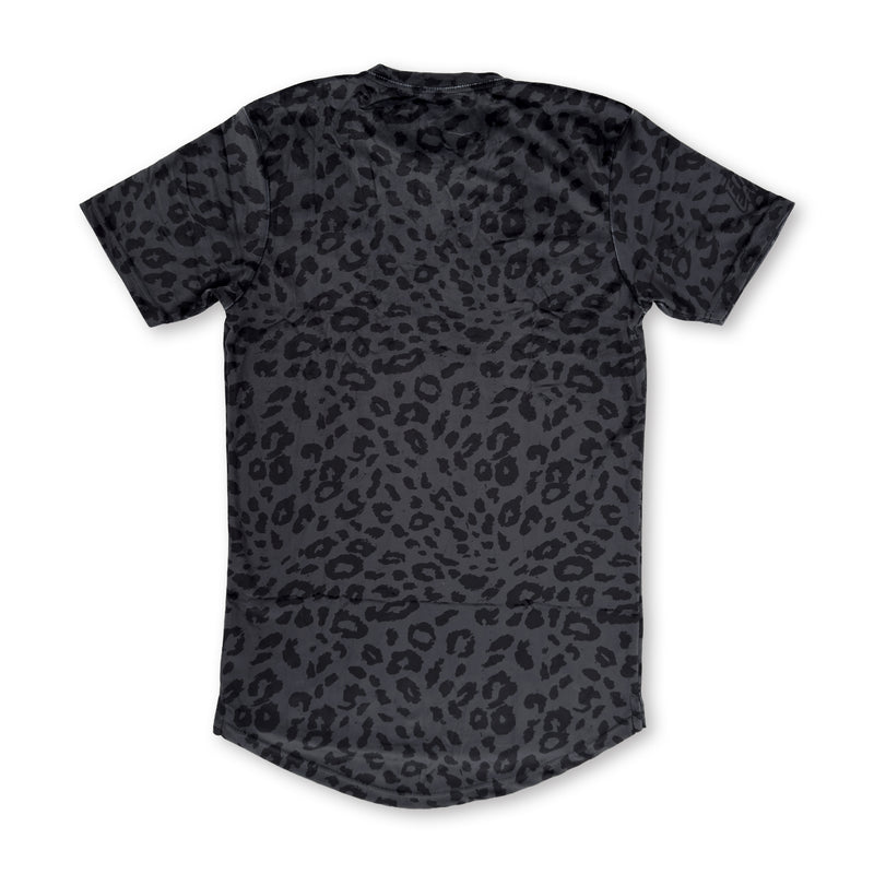 First Earth Midnight Cheetah velvet t-shirt back with dark gray black cheetah print