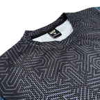 First Earth Shadow mesh t-shirt close up showing collar, tag, and breathable mesh fabric