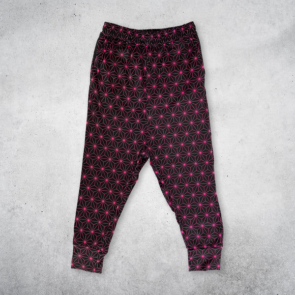 Asanoha Pink - UV - Velvet Harem Joggers