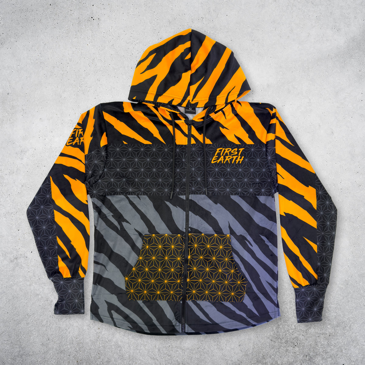 Sacred Stripes - UV - Velvet Zip Up Hoodie in daylight