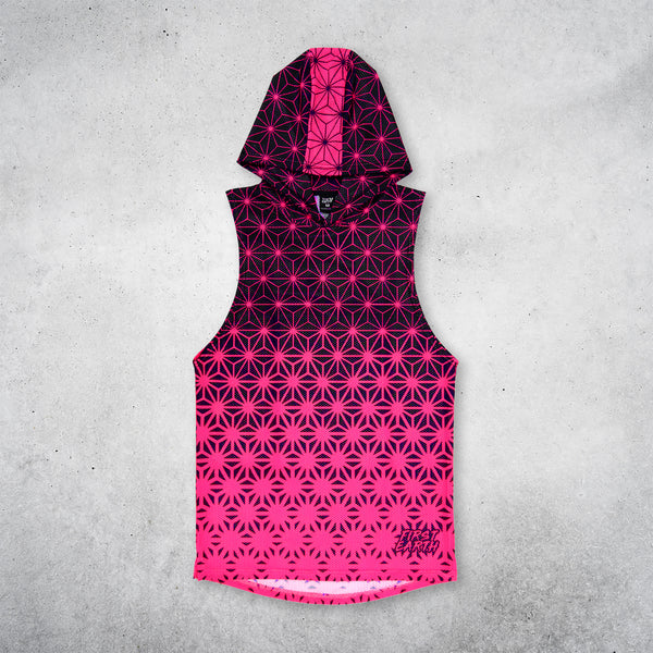 Asanoha Pink - UV - Mesh Hooded Tank