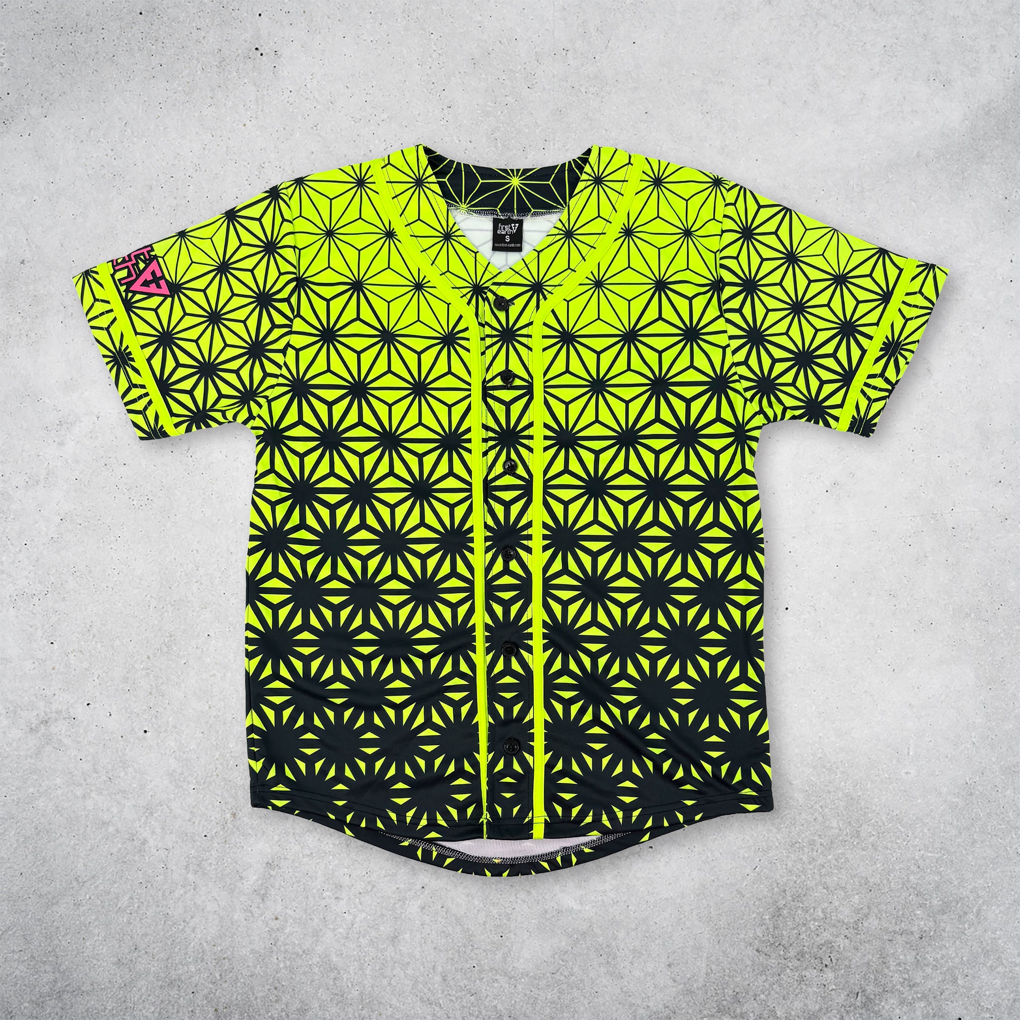 Asanoha Yellow - UV - Baseball Jersey – First Earth