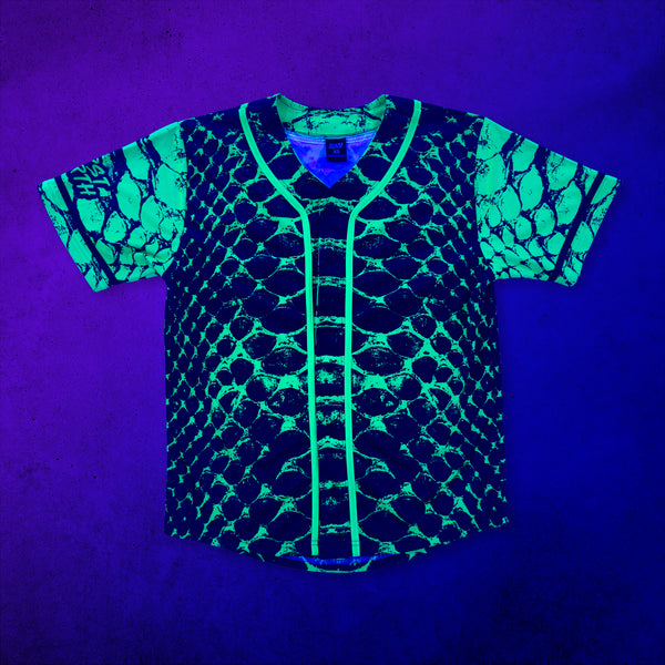 Neon Serpent - UV - Baseball Jersey under blacklight