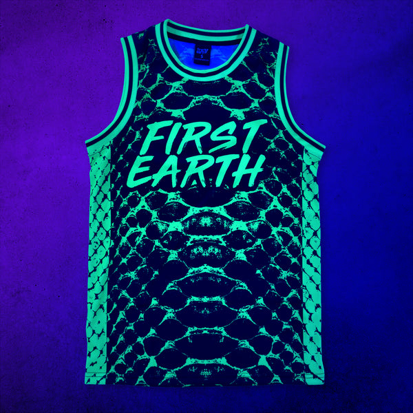 Neon Serpent - UV - Basketball Jersey under blacklight
