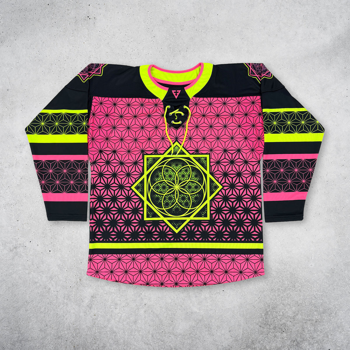 Flower of Life - UV Pink - Hockey Jersey in daylight