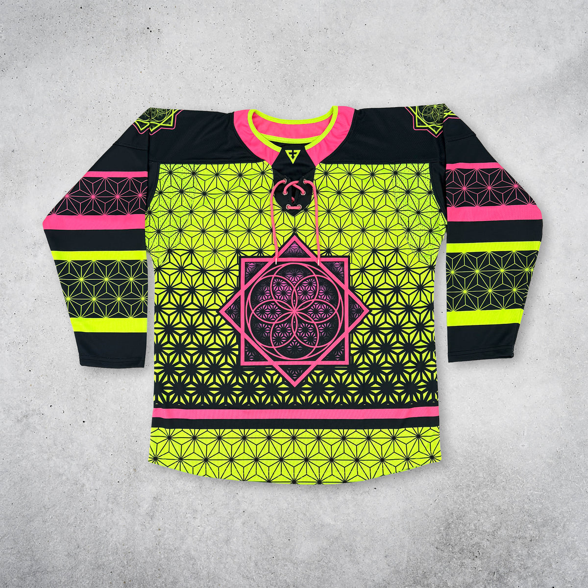 Flower of Life - UV Green - Hockey Jersey in daylight