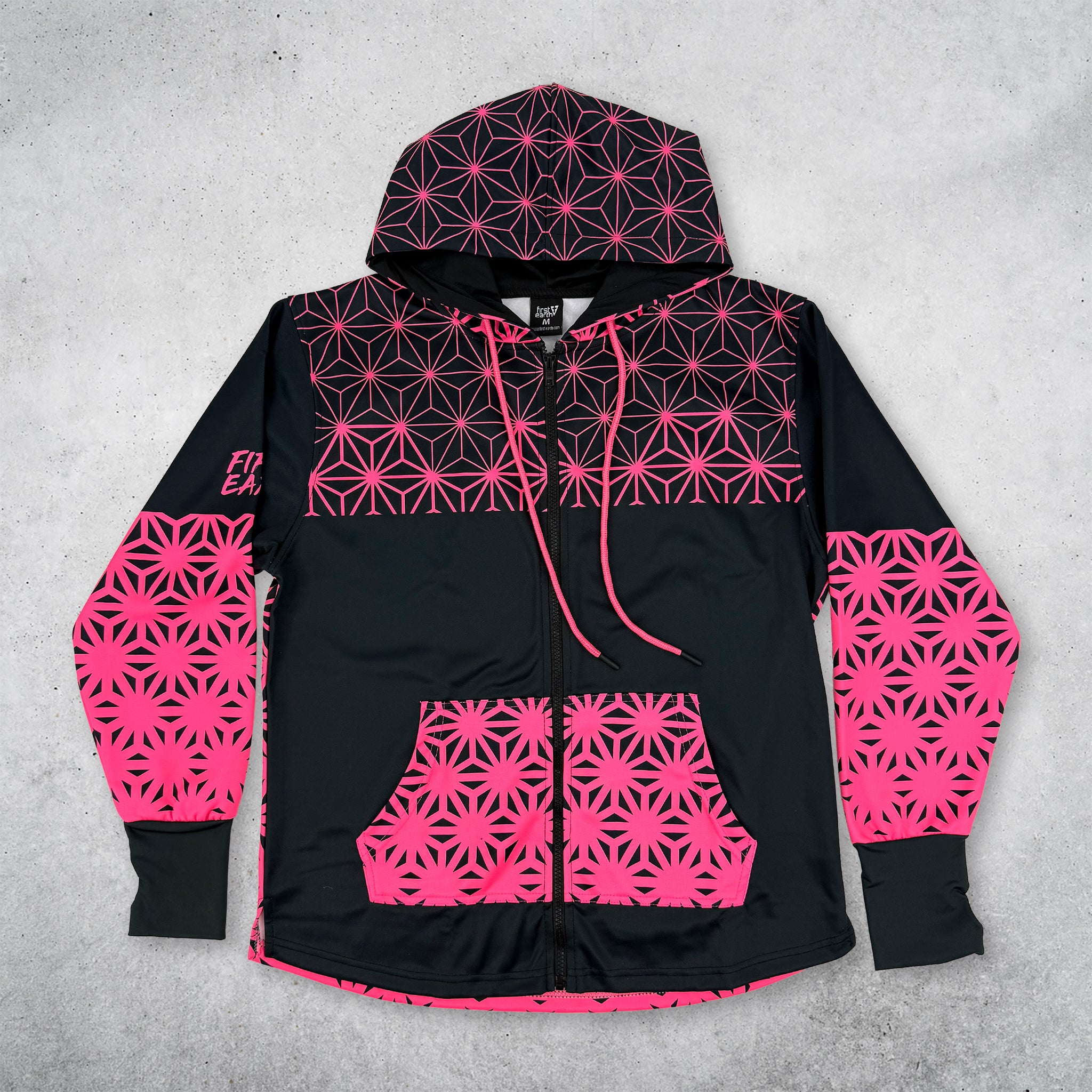 Asanoha Pink - UV - Zip Up Hoodie – First Earth