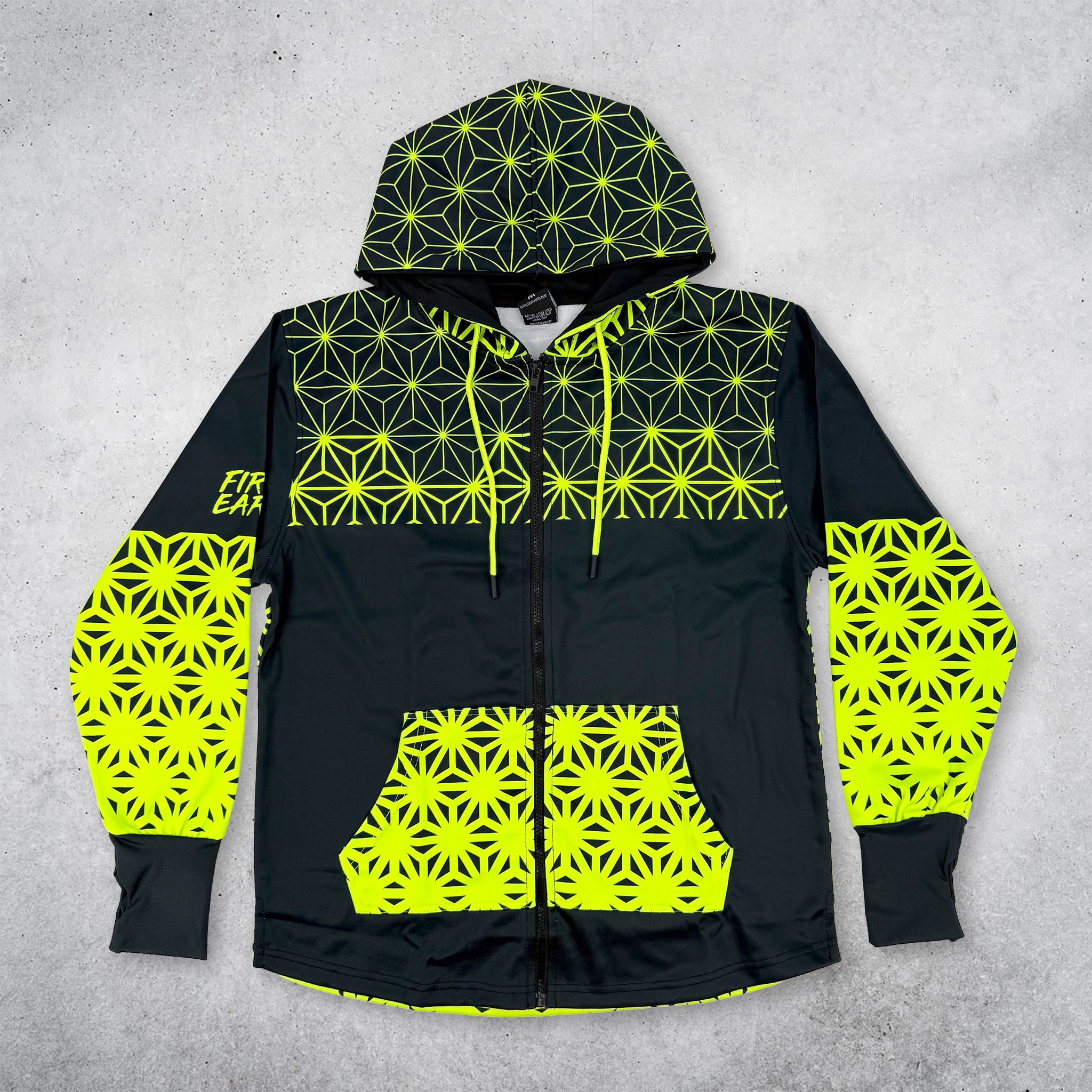 Asanoha Yellow - UV - Zip Up Hoodie – First Earth