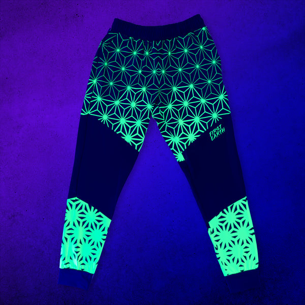 Asanoha Yellow - UV - Jogger under blacklight
