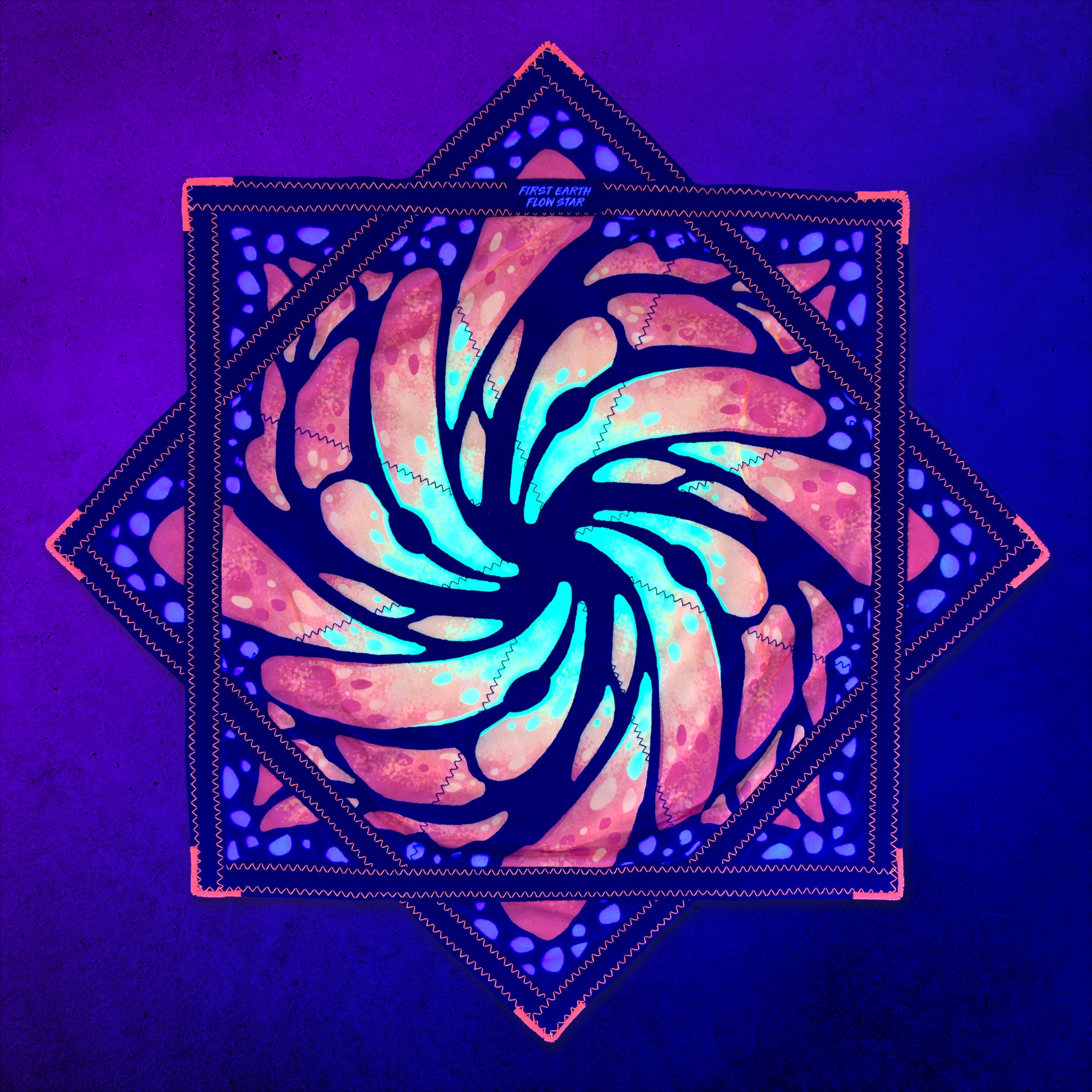 Liquid Butterfly Juice regular UV flow star glowing pink and blue under blacklight by First Earth