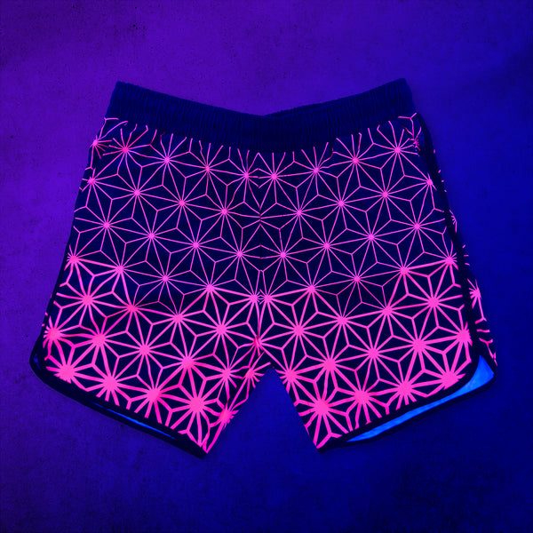 Asanoha Pink - UV - Shorts under blacklight