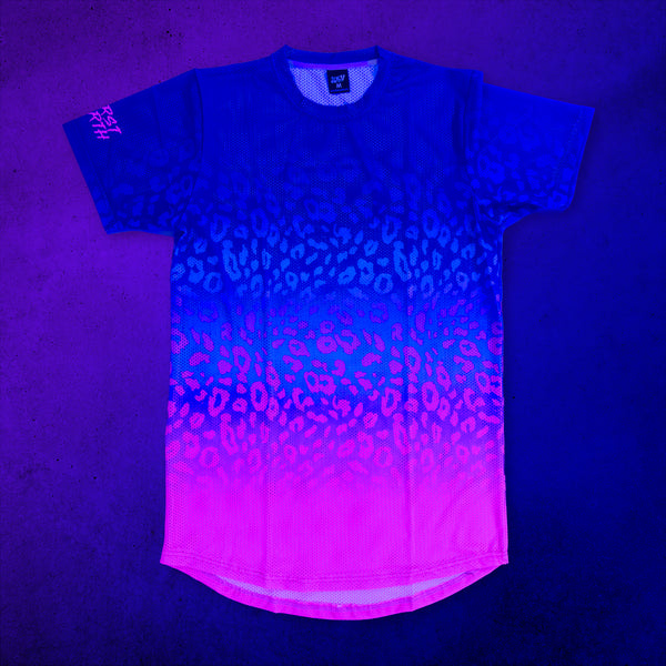 Neon Cheetah - UV - Mesh T-Shirt under blacklight