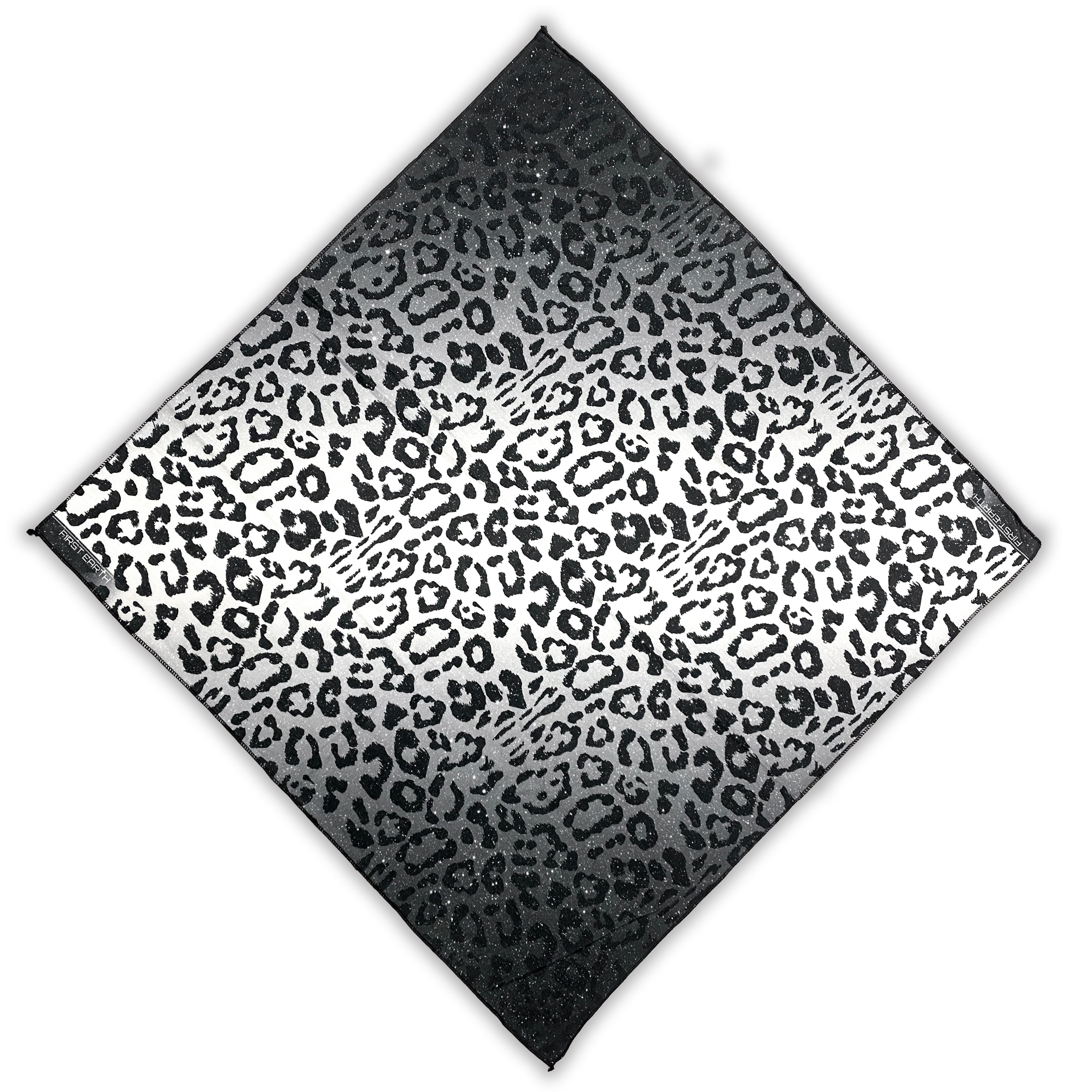 Space Cheetah bandana by First Earth – lightweight rave accessory with cheetah pattern, breathable and sale-priced for bold festival flair 