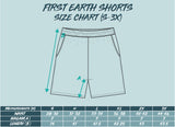 First Earth shorts size chart – sizing guide for rave-ready UV and graphic festival shorts, helps flow artists and dancers choose the right fit