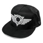 Circuit snapback hat by First Earth – tech-y rave lid with popping 3D embroidery, ballistic nylon fabric, custom sweatband, satin liner, and hidden pocket—limited edition festival accessory 