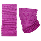 Peacock pink tubular bandana by First Earth – rave face wrap with pink peacock feather design, soft breathable fabric for festival flow 